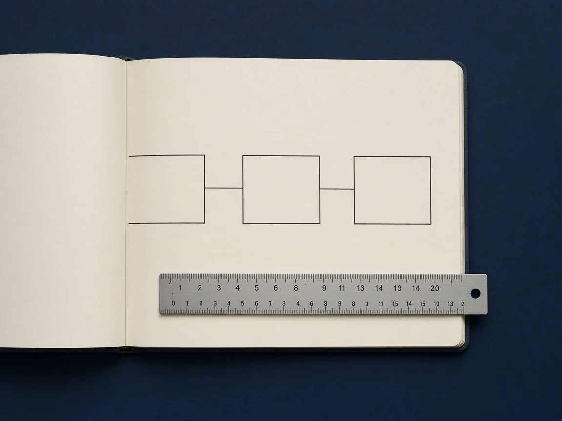 Open notebook with a simple pencil diagram